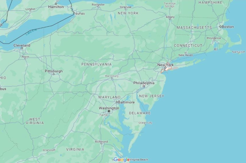 The United States east coast is sinking rapidly